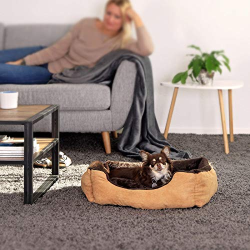 Cama para perros – Perros Cojín – Perros sofá con cojín Reversible tamaño y color a elegir (marrón / beige)
