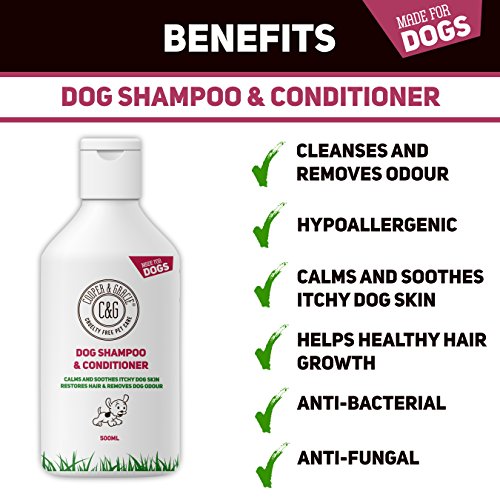 Champú para perros con olor y piel sensible al picor de C&G, acondicionador medicado seguro para cachorros, 500 ml