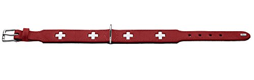 Collar de perro HUNTER Suiza, cuero, 42, rojo / negro