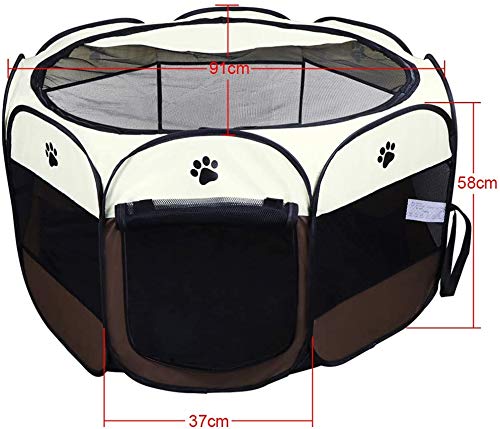 Coolty Cachorro de Corral Portátil Tienda de Mascotas de 8 Paneles para Perros, Gatos, Conejos y Animales Pequeños Marrón(S)