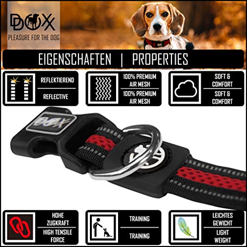 DDOXX Collar Perro Air Mesh, Ajustable, Reflectante, Acolchado | Diferentes Colores & Tamaños | para Perros Pequeño, Mediano y Grande | Collares Accesorios Gato Cachorro | Amarillo, S