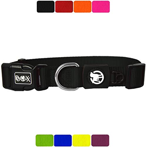 DDOXX Collar Perro Nylon, Ajustable | Diferentes Colores & Tamaños | para Perros Pequeño, Mediano y Grande | Collares Accesorios Gato Cachorro | Negro, XS