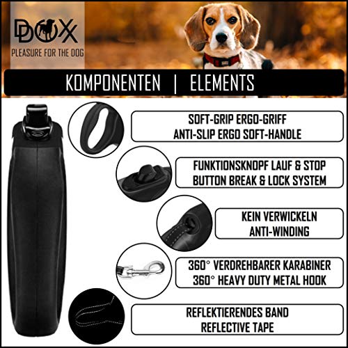 DDOXX Correa Extensible Perro, Reflectante, Retráctil | Diferentes Colores & Tamaños | para Perros Pequeño, Mediano y Grande | Accesorios Gato Cachorro | XS, 3 m, 8 kg, Rosado
