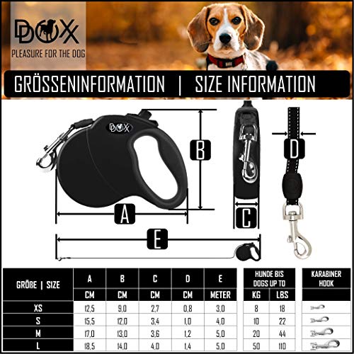 DDOXX Correa Extensible Perro, Reflectante, Retráctil | Diferentes Colores & Tamaños | para Perros Pequeño, Mediano y Grande | Accesorios Gato Cachorro | XS, 3 m, 8 kg, Rosado