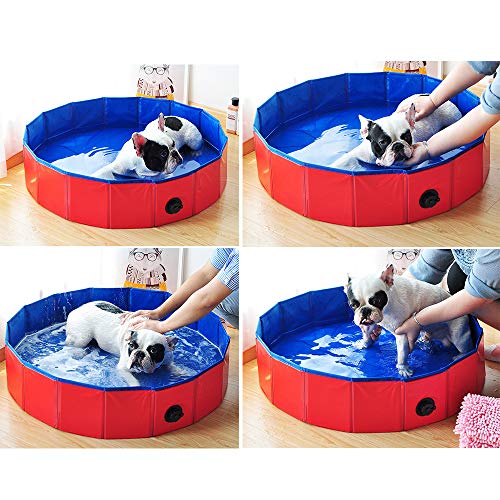 Decdeal Piscina Plegable para Perros Gatos Bañera Baño Portátil para Mascotas Pequeños Medianos y Grandes para Limpiar Jugar al Aire Libre