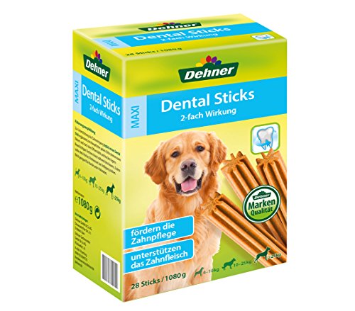 Dehner – Saco para Perros, Palos dentales Maxi, para Perros de más de 25 kg, 28 Unidades, 1080 g