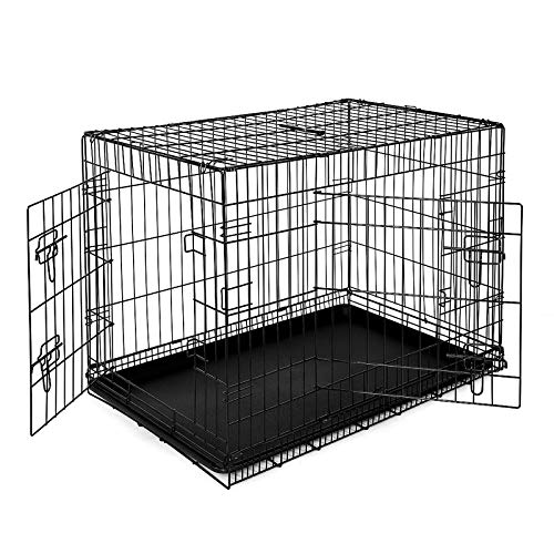 dibea DC00493, jaula de transporte para perros y animales pequeños, caja robusta hecha de alambre fuerte, plegable / con bisagras, 2 puertas, con bandeja inferior, tamaño XL