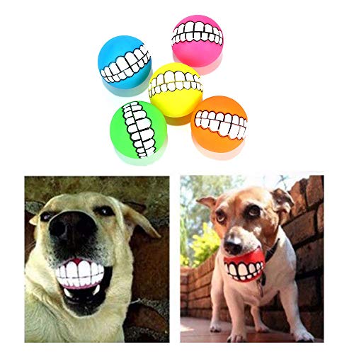 Divertida bola de dientes para perro,2 unidades divertidas con patrón de dientes para masticar la seguridad sonriente bola de perro para gatos perros pelotas interactivas para mascotas(color al azar)