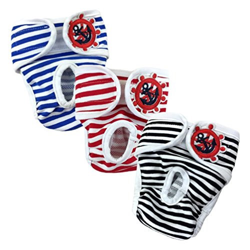 E-Kauf Paquete de 3 pantalones protectores lavables, bragas de higiene de algodón para perra M