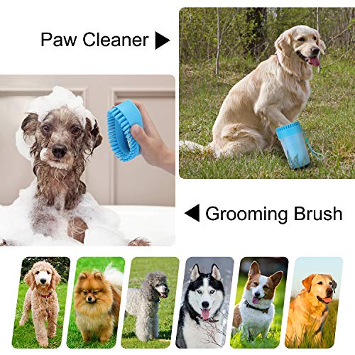 EKKONG Limpiador de Huellas de Perro, Lavadora de pies de Perro, Mascota portátil Limpiador con Toalla para Limpiar Pies Sucios de Mascotas (Azul)