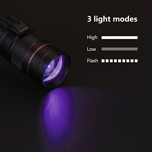 Eletorot Linterna Ultravioleta luz de 3 modos UV Flashlight, Detectar manchas de orina de mascotas, Luz negra 395nm