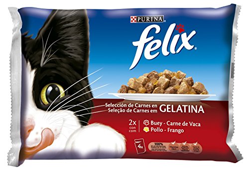 Felix - Comida Húmeda para Gato, Selección De Carnes En gelatina 400 g