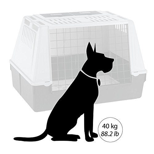 Ferplast Atlas Car 100 – Minitransportín de Mascotas para Coche, Caja de plástico para Perros y Gatos, con una práctica Puerta corredera bidireccional y Compartimento para Accesorios