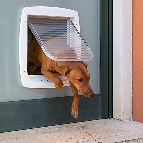 Ferplast Puerta para perros y gatos SWING 11, Universal, Pasaje controlable, Protección contra corrientes de aire, Túnel completo, Blanco (White), 31 x 9.6 x 38.4 cm