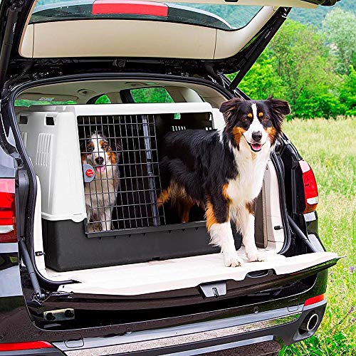 Ferplast Transportín para Perros para Viajes en automóvil Atlas Car Maxi, Rejillas de ventilación, Compartimentos portaobjetos, Alfombrilla de Drenaje incluida, 100 x 80 x h 71 cm Gris