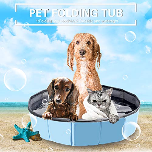 Forever Speed Piscina perros Gatos para perros grandes Portátil Bañera Baño de Mascota Plegable Piscina de Baño Doggy Pool 80 x 20 cm Azul