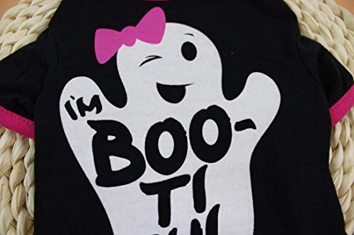 Fossrn Perro Ropa Disfraz Halloween Camiseta para Pequeño Chihuahua Yorkshire Mascota Cachorros (M, boo ti ful)