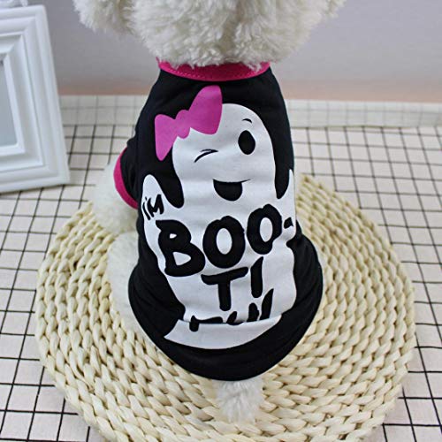 Fossrn Perro Ropa Disfraz Halloween Camiseta para Pequeño Chihuahua Yorkshire Mascota Cachorros (M, boo ti ful)