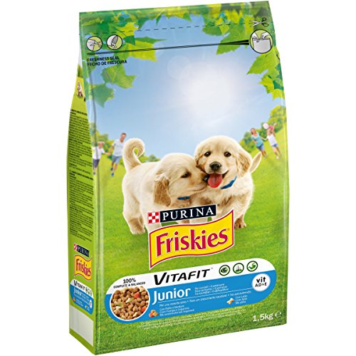 Friskies vitafit Junior pienso para el Perro, con Pollo y l 'Aggiunta de Leche y Verduras, 1.5 kg