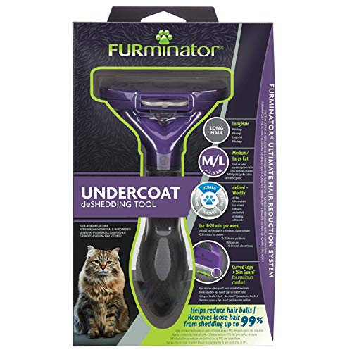 FURminator Undercoat deShedding Tool para gatos medianos y grandes de pelo largo