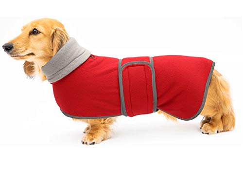 Geyecete Abrigo cálido acolchado térmico para perro salchicha con forro polar cálido, ropa para perro al aire libre con bandas ajustables para perros pequeños, medianos y grandes