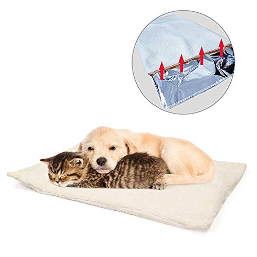 GingerUP - Alfombra de Cama para Mascotas, Gatos, Auto calefacción, para Mascotas, Perros y Gatitos para Viajes o casa, Color Blanco