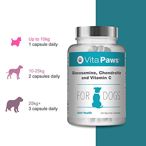 Glucosamina, Condroitina y Vitamina C para Perros - 120 Cápsulas - VitaPaws