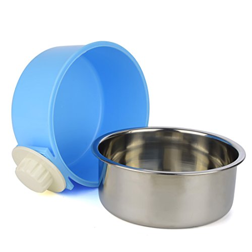 GreeSuit Comedero perros de acero inoxidable Animales domésticos colgantes jaula extraíble acero inoxidable alimentos agua azul cuencos para perros gatos pequeños animales