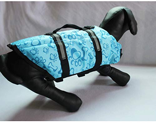 Gulunmun Dog Life Jacket Float Coat Deportes acuáticos Swim Aid Chaleco Salvavidas para Perros Mascota con Mango y reflectores Azul, M