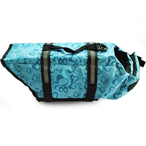 Gulunmun Dog Life Jacket Float Coat Deportes acuáticos Swim Aid Chaleco Salvavidas para Perros Mascota con Mango y reflectores Azul, M