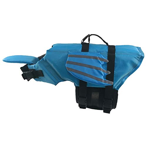 Gulunmun Dog Life Jacket Float Coat Deportes acuáticos Swim Aid Chaleco Salvavidas para Perros Mascota con Mango y reflectores Azul, XXL