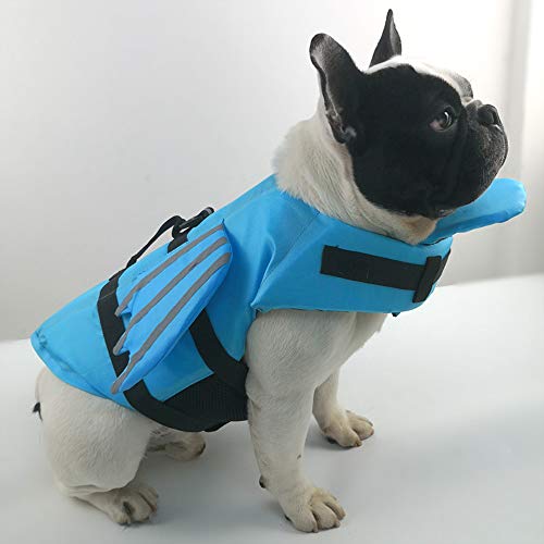 Gulunmun Dog Life Jacket Float Coat Deportes acuáticos Swim Aid Chaleco Salvavidas para Perros Mascota con Mango y reflectores Azul, XXL