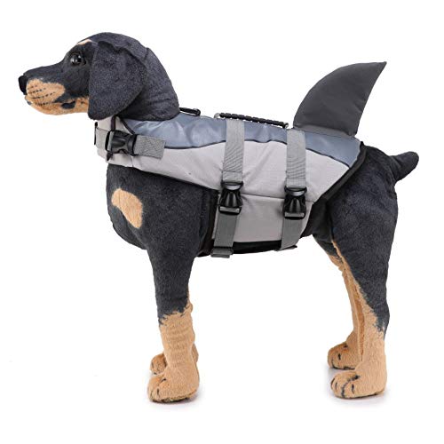 Gulunmun Dog Life Jacket Float Coat Deportes acuáticos Swim Aid Chaleco Salvavidas para Perros Mascota con Mango y reflectores Gris, S