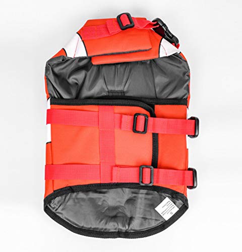 Gulunmun Dog Life Jacket Float Coat Deportes acuáticos Swim Aid Chaleco Salvavidas para Perros Mascota con Mango y reflectores Rojo, S