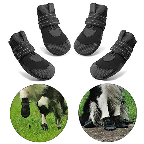 Hcpet Protectores de Pata de Perro, Zapatos Perro para Pequeña y Grandes Perros – Negro (1#)