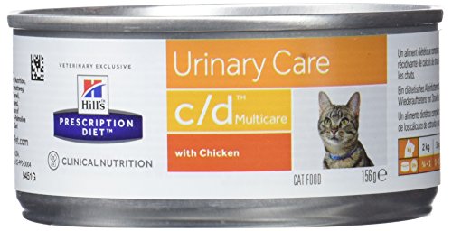 HILL's Pet Nutrition, Prescription Diet C/D, Comida para gatos con sabor a pollo, 156 gramos, 1 pieza