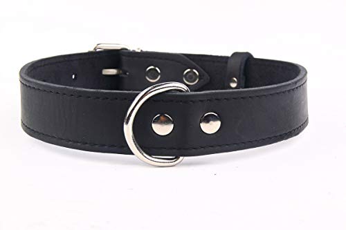 HOGACA Exclusivo Collar de Piel auténtica para Perros, 911, 35 x 70 cm, Negro, Circunferencia del Cuello 47,5 – 62 cm, Extra Ancho para Perros Fuertes XXL