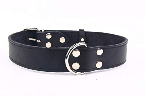 HOGACA Exclusivo Collar de Piel auténtica para Perros, 911, 35 x 70 cm, Negro, Circunferencia del Cuello 47,5 – 62 cm, Extra Ancho para Perros Fuertes XXL