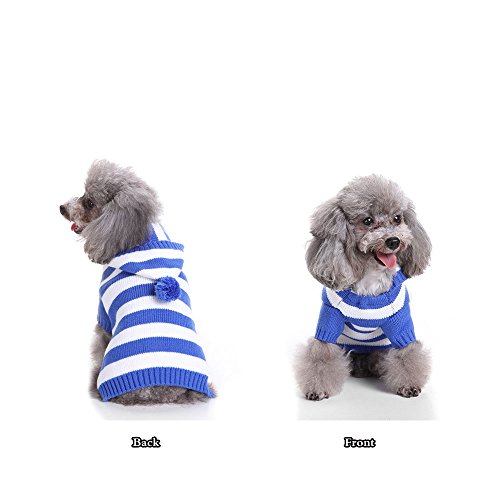 HongYH 2 Patrones de Punto de Punto suéter de Perro, Invierno cálido Pijamas de Perro, Azul y Blanco Holiday Knitwear suéter de Perro Ropa de Mascotas para Perros pequeños y Gatos