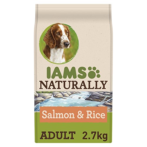 IAMS NATURALLY Alimentación de mascotas  para perro adulto con salmón del Atlántico Norte y arroz, 2,7 kg