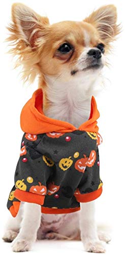 Idepet Abrigo con capucha para mascotas de Halloween,Traje de perro de calabaza Abrigo de invierno Chaquetas Suéter para perros pequeños medianos gatos cachorro