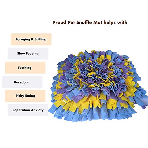 IEUUMLER Snuffle Mat para Perros Estera de alimentación Estera de Entrenamiento Manta para la Nariz Juguete de Juego IE075 (45x45cm, Blue & Yellow & Purple)