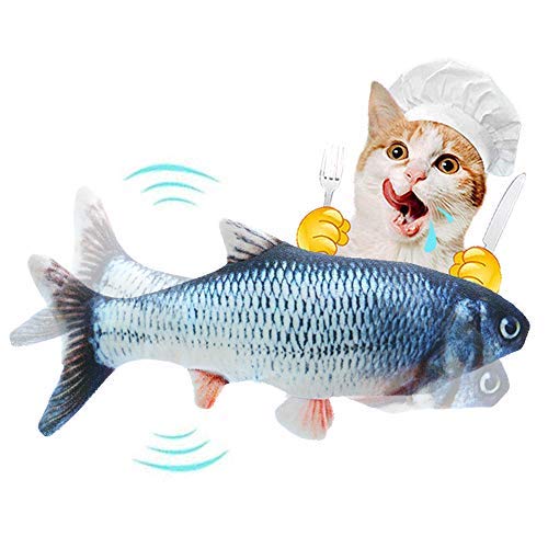 JWShang Dancing Fish Cat Catnip Toy, muñeca de simulación eléctrica con Forma de pez, Mascotas interactivas Kicker Chew Bite Supplies para Kitty, Gatito morder, Masticar y patear