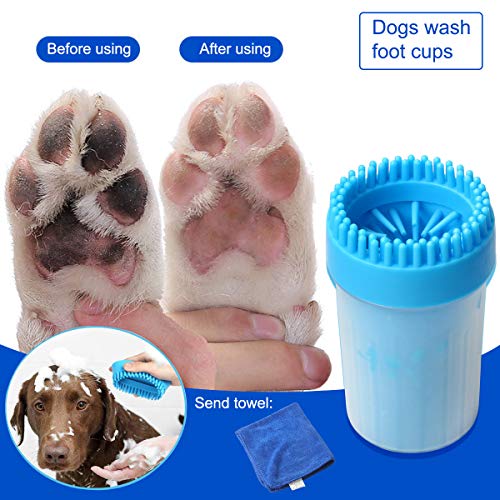 Kitchnexus - Limpiador de Huellas de Perros, Limpiador de Silicona, Cepillo de Limpieza de pies para Mascotas, con una Toalla