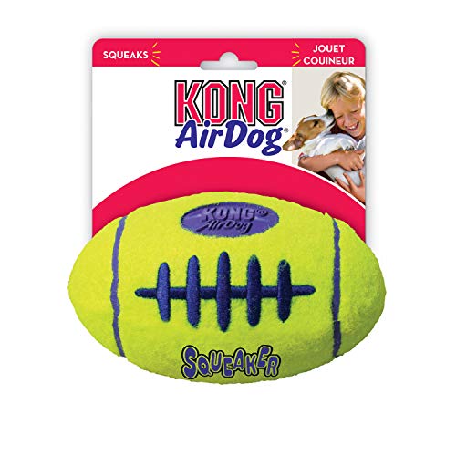 KONG - AirDog Squeaker Football - Juguete sonoro y saltarín, Tejido Pelota de Tenis - para Perros Medianos