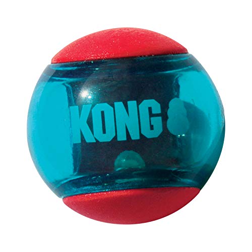 KONG - Squeezz Action Ball - Juguete sonoro para buscar con textura - Para Perros de Raza Grande (rojo)
