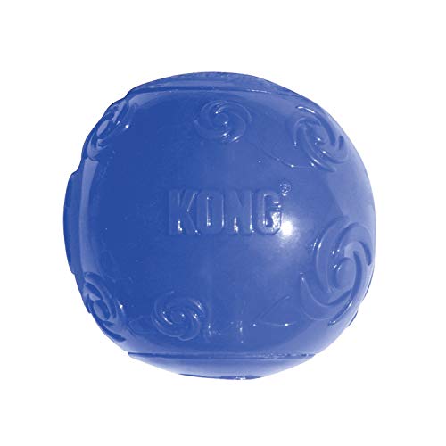 KONG - Squeezz Ball - Juguete que rebota y suena incluso pinchado - Para Perros de Raza Mediana (varios colores)