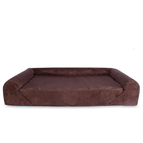 Kopers Sofa Cama Lounge para Perros y Gatos Mascotas de Tamaño Pequeño a Mediano con Memoria Viscoelástica Ortopédica, 73 x 60 x 14 cm, S - M, marrón