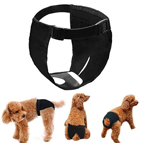 LeerKing Fisiológicas Pantalones para Perros Higiénicas menstruales Pañales Bragas para Mascotas Sanitarios Lavable Reutilizables 3 Pack, Negro L