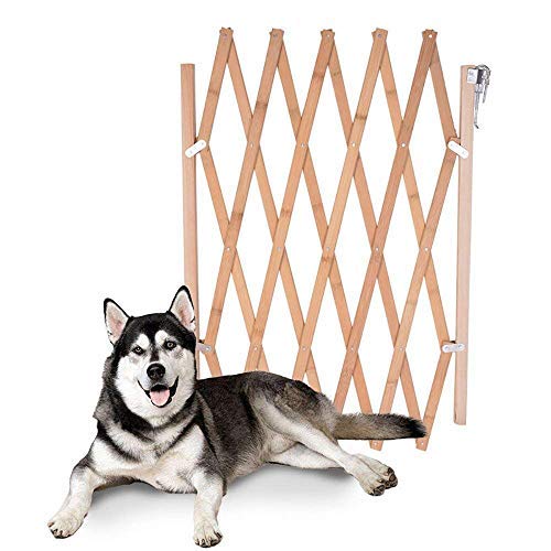 Litthing Barrera de Seguridad para Mascotas de Perros Pequeños Barrera Extensible Doméstica de Madera (82 * 110 cm)